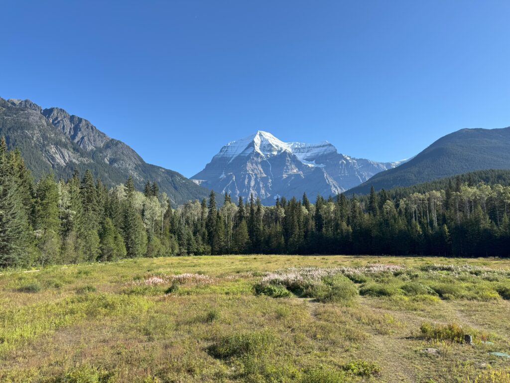 Mount Robson's photo from the porch behind the Mount Robson Welcome Centre.