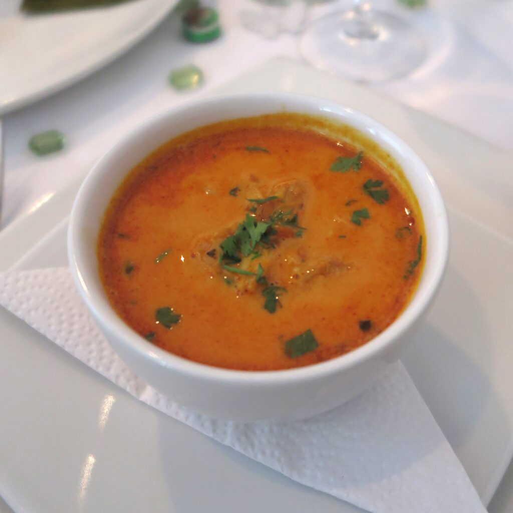 Baudo Soup Platillos Voladores Cali Colombia Baudo Soup served at Platillos Voladores in Cali, Colombia, a traditional Colombian Pacific seafood soup prepared with fresh fish, pasta, salted cheese, and aromatic herbs.