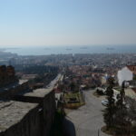 Panoramic view of Thessaloniki and the Thermaikos Gulf near Trigonio Tower in Ano Poli.